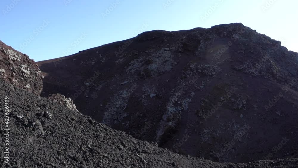 lateral eruption in Sicily from volcanic crater of cinder cone to pine forest above Etna Volcano (panning) lateral eruption in Sicily from volcanic crater of cinder cone to pine forest above Etna Volcano (panning)