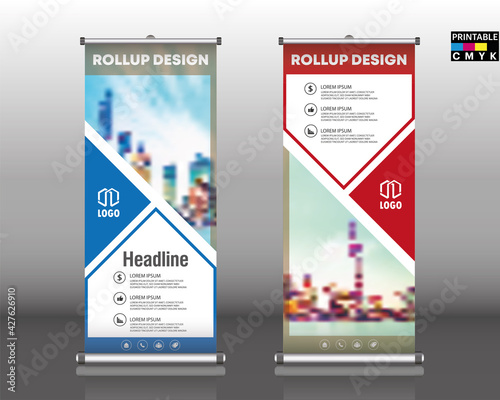 Roll up brochure flyer banner design vertical template vector, abstract geometric background, modern banner, rectangle size.