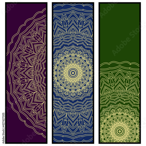 Bookmarks for books with a mandala. Vector illustration.