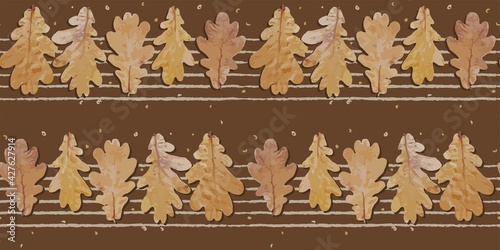 Seamless autumn pattern. Oak leaves. Cool trend pattern. Textile and fabric design. Vector illustration