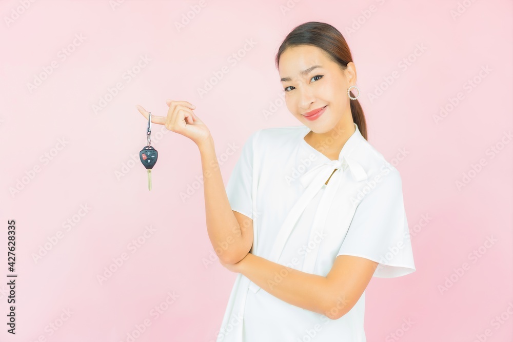 Portrait beautiful young asian woman with car key Portrait beautiful young asian woman with car key