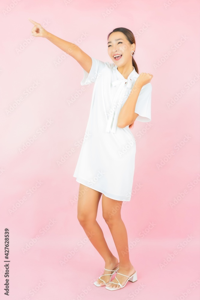 Portrait beautiful young asian woman smile with many action Portrait beautiful young asian woman smile with many action