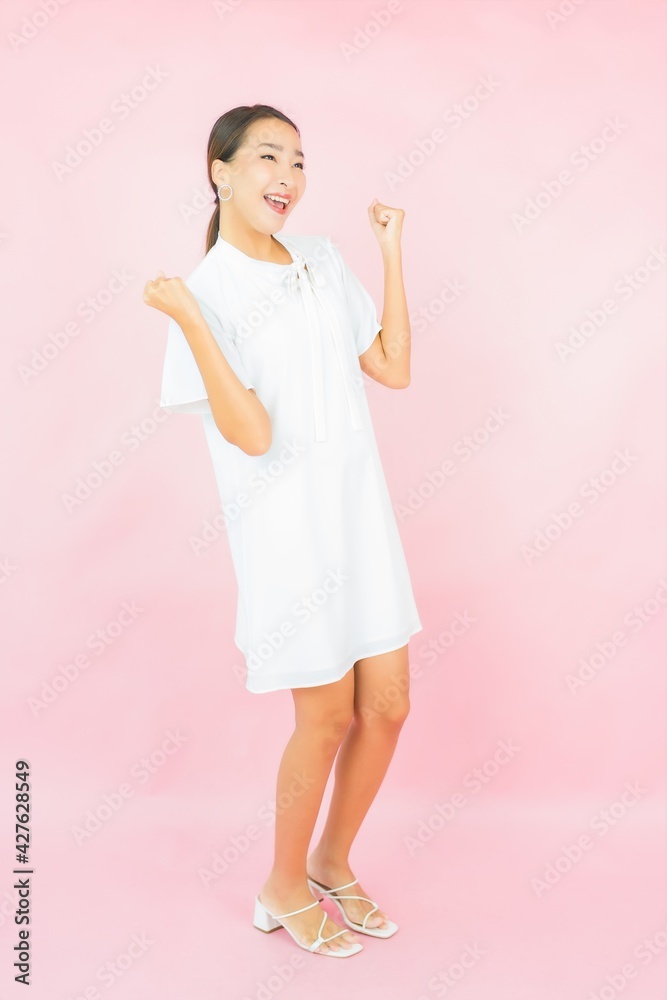 Portrait beautiful young asian woman smile with many action Portrait beautiful young asian woman smile with many action