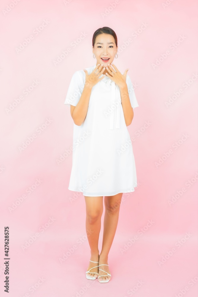 Portrait beautiful young asian woman smile with many action Portrait beautiful young asian woman smile with many action