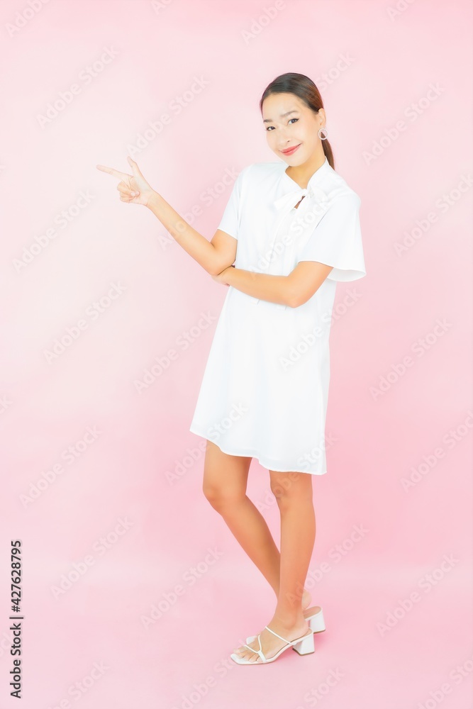 Portrait beautiful young asian woman smile with many action Portrait beautiful young asian woman smile with many action