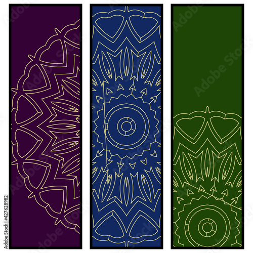 Yoga card template with mandala pattern. For business card, fitness center, meditation class. Vector illustration