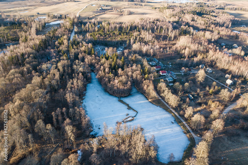 Aerial view of village Laidi, Latvia.