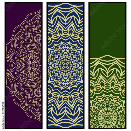 Bookmarks for books with a mandala. Vector illustration.