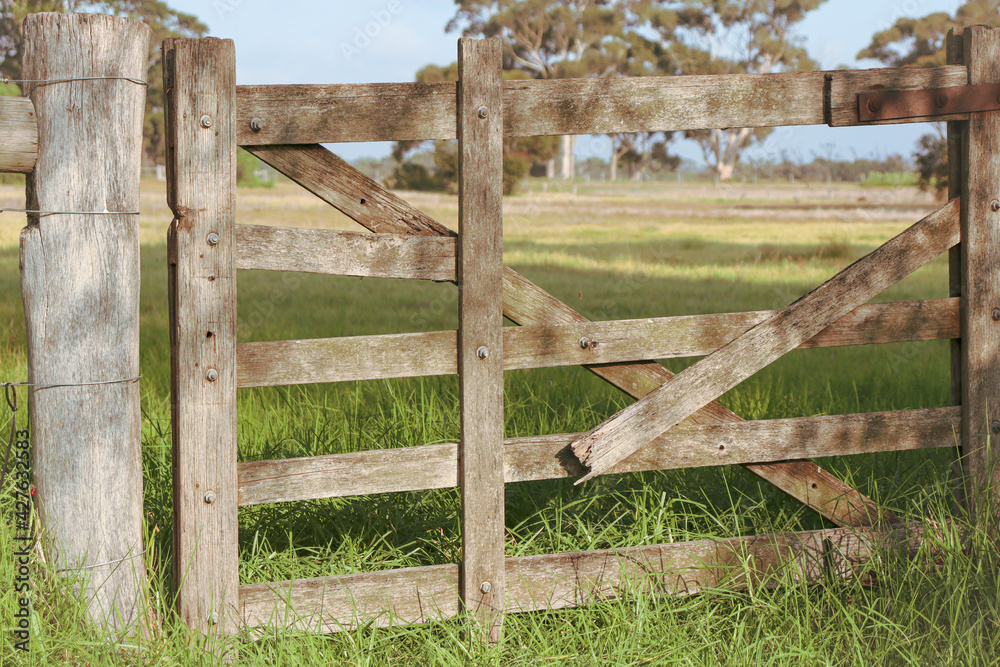 rustic wooden farm gate