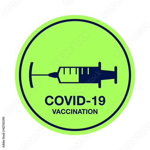 Vaccine Icon. Medical injection syringe  isolated on background. Concept for Medicine, COVID-19 Vaccination. Vector Illustration.