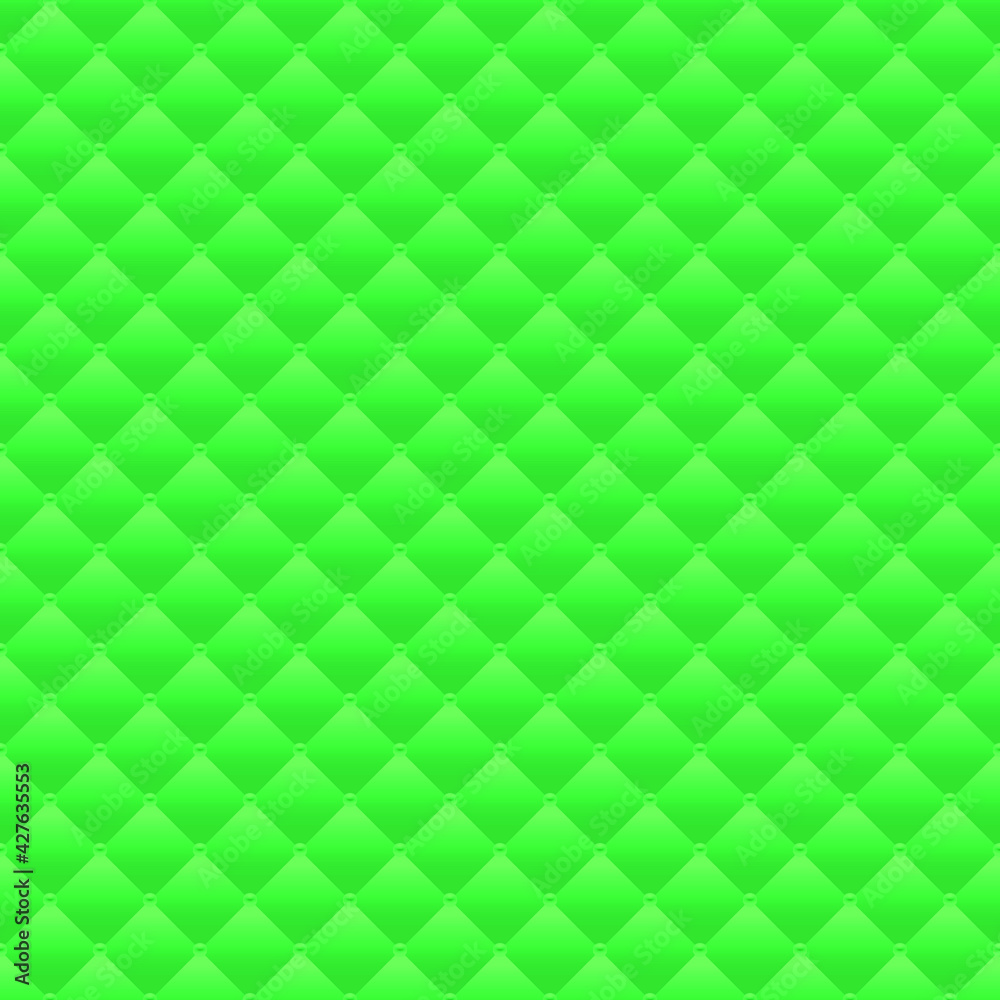 Green luxury background with small beads and rhombuses. Seamless vector illustration. 