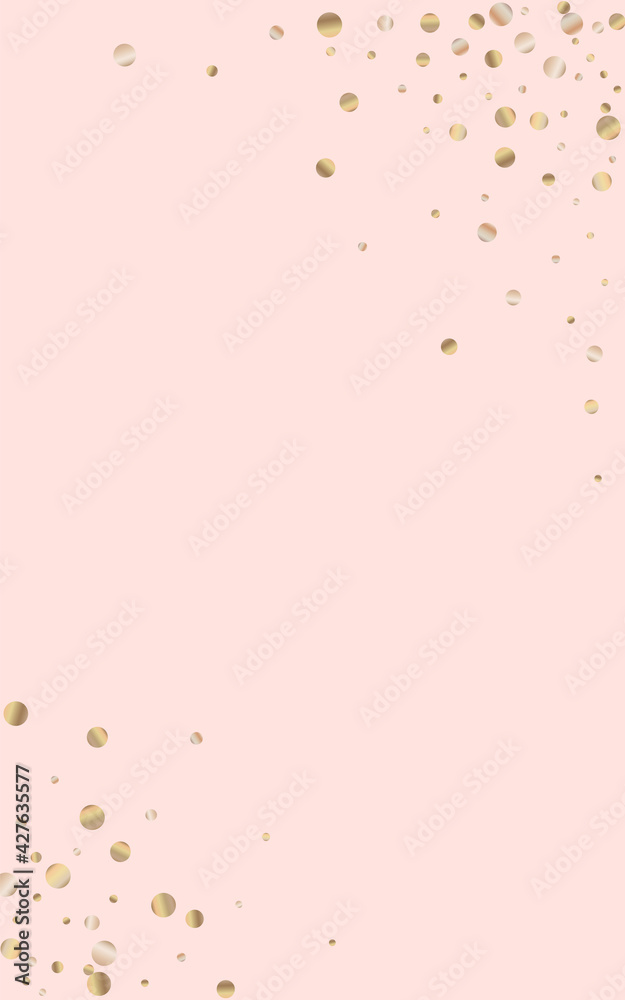 Golden Round Golden Pink Background. Shiny Polka