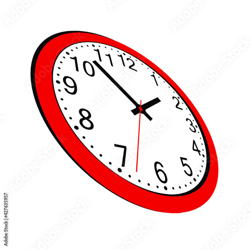 red clock isolated on white