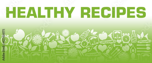 Healthy Recipes Green Health Symbols Green Background White Text 
