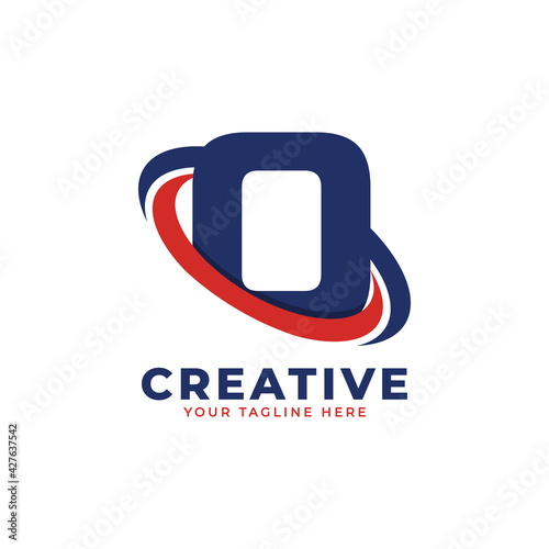 Corporation Letter O Logo With Creative Circle Swoosh Orbit Icon Vector Template Element in Blue and Red Color.