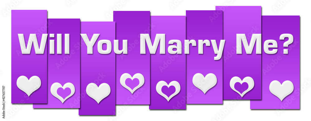 Will You Marry Me Purple Lines Hearts Horizontal Will You Marry Me Purple Lines Hearts Horizontal