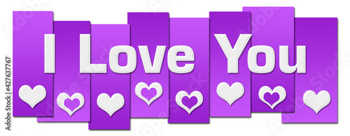 I Love You Purple Lines Hearts Horizontal 