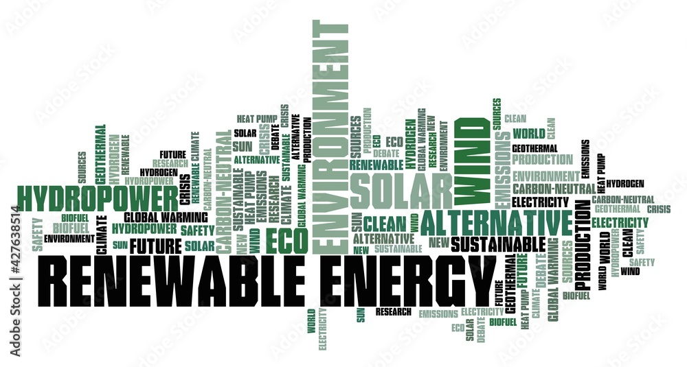 Renewable energy concept - word cloud graphics