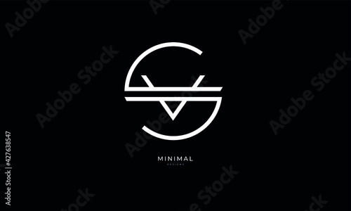 Alphabet letter icon logo SV or VS