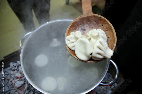 Cooking traditional georgian Khinkali