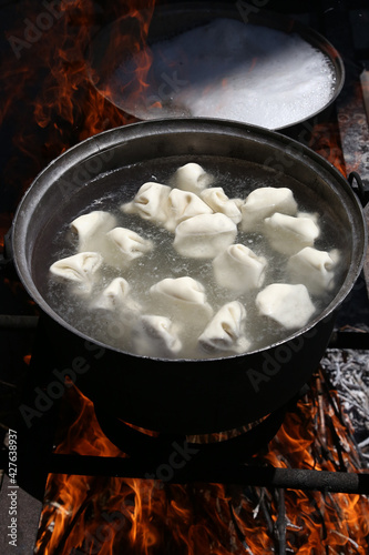 Cooking traditional georgian Khinkali