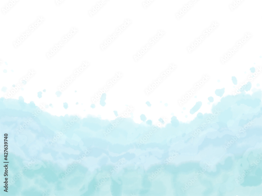 水飛沫のような波をイメージした水彩画の背景 水色のグラデーションの壁紙 Stock イラスト Adobe Stock