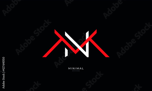 Alphabet letter icon logo MN or NM photo