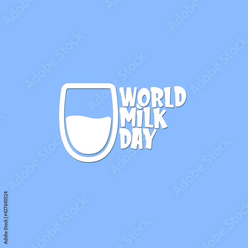 vector wold milk day outline style icon or label isolated on violet background. Milk day greeting poster design template. Milk day logo with milk glass