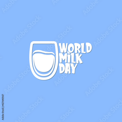 vector wold milk day outline style icon or label isolated on violet background. Milk day greeting poster design template. Milk day logo with milk glass