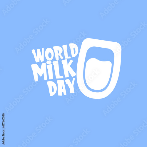 vector wold milk day outline style icon or label isolated on violet background. Milk day greeting poster design template. Milk day logo with milk glass