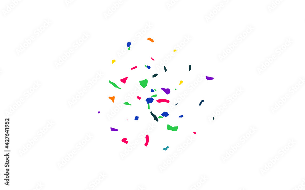 Fototapeta premium Orange Smear Happy White Background. Abstract Paint Card. Fun Confetti Invitation. Rainbow Colored Paper Flying Wallpaper.