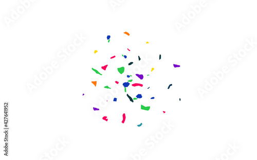 Orange Smear Happy White Background. Abstract Paint Card. Fun Confetti Invitation. Rainbow Colored Paper Flying Wallpaper.