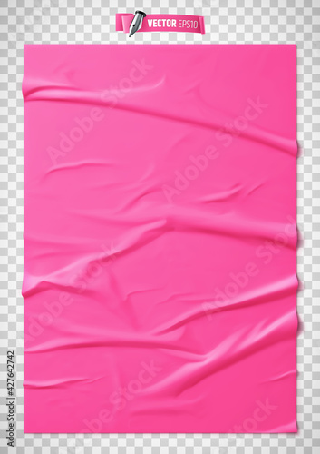 Texture de papier rose collé vectorielle sur fond transparent