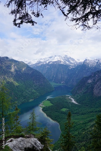 Lake "Königssee" in the Bavarian Alps in Berchtesgaden from above