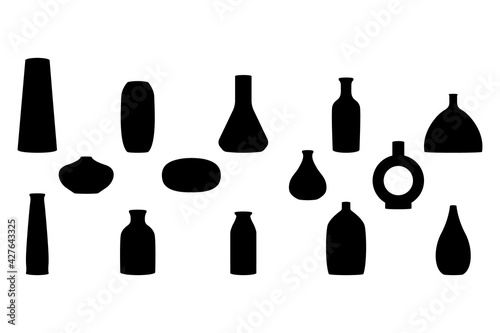 Silhouettes of vases. Vector illustration.