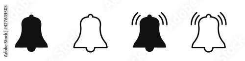 Notification bell icon. Incoming inbox message. Vector illustration.