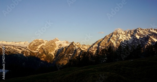 Sunset in the mountains of the Bavarian Alps in Berchtesgaden