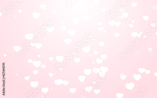 Valentine day white hearts on pink background.