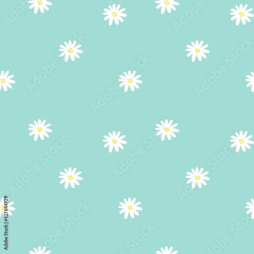 Spring floral background. Abstract seamless pattern with wild flowers. Summer background. Vector illustration.