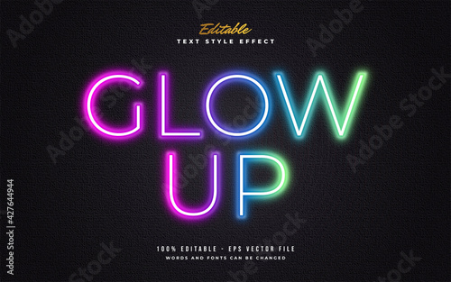 Modern Colorful Neon Text Style Effect. Editable Text Style Effect