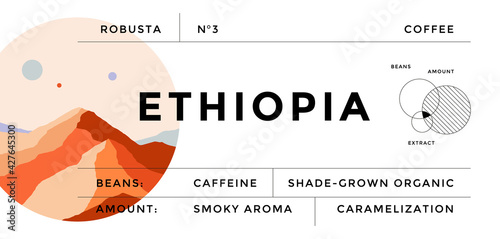 Label, minimalistic style. Graphic and typography design