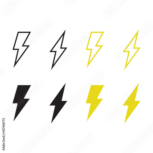 Lighting bolt Icon Vector. Simple flat symbol. Perfect Black pictogram illustration on white background.