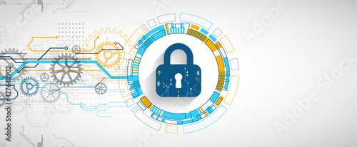 Personal data security Illustrates cyber data or information privacy idea. Color abstract  internet technology.