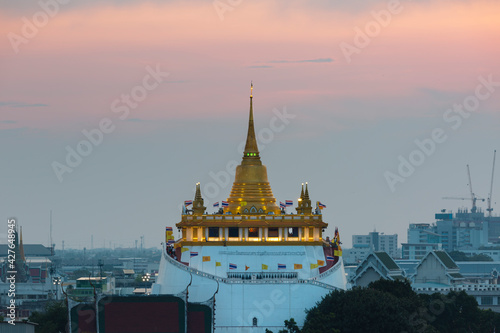 Wat Saket or Phu Khao Thong royal monastery, 59 meters of hight, Bangkok Thailnad, since 1865