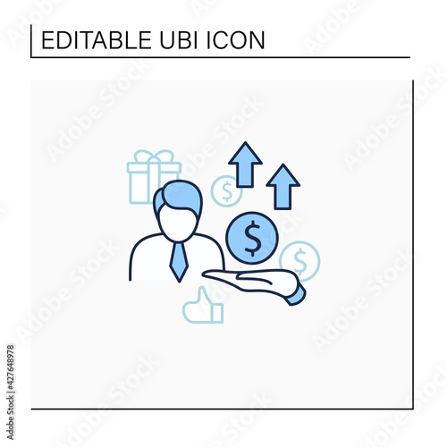 New investors line icon. Creating new investors generation. High quality worker. Profitable business. Universal basic income concept. Isolated vector illustration.Editable stroke