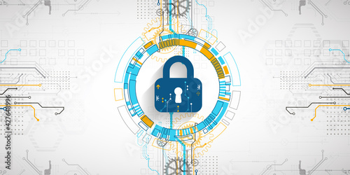 Personal data security Illustrates cyber data or information privacy idea. Color abstract  internet technology.