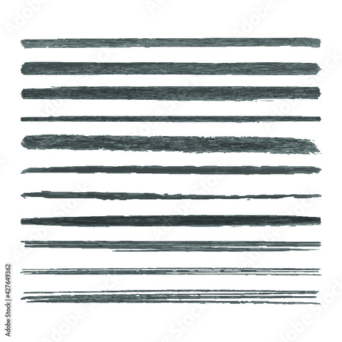 Vector Set of Crayon Textured Brush Strokes Isolated on White Background, Vector Brush Templates.
