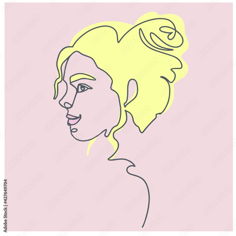 Modern young woman portrait , contemporary female face. Trendy fashion illustration, abstract minimalist style. Beautiful girl drawing illustration.Hand drawn beauty poster. Modern young woman portrait , contemporary female face. Trendy fashion illustration, abstract minimalist style. Beautiful girl drawing illustration.Hand drawn beauty poster.