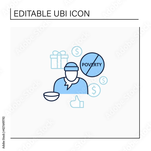 Ending poverty line icon. Rise in living standards. Improving living conditions. Universal basic income concept. Isolated vector illustration.Editable stroke