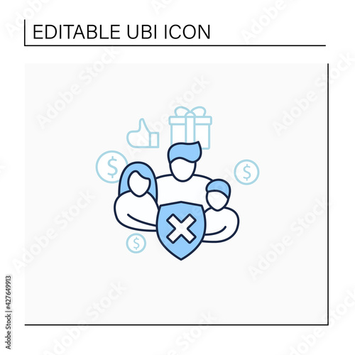 Social security line icon. Eliminating society needs.Rise in living standards. Improving living conditions. Universal basic income concept. Isolated vector illustration.Editable stroke